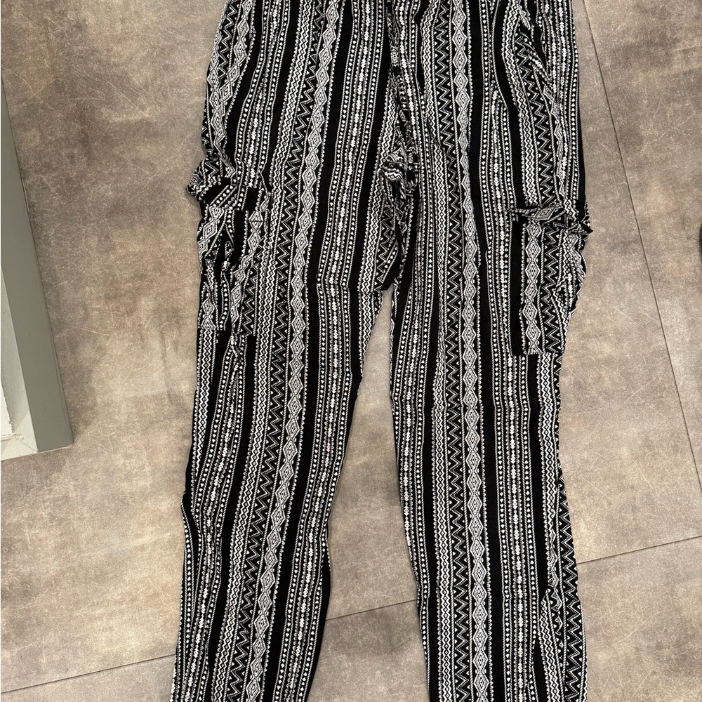 Hippie Rose Black and White Patterned Pants